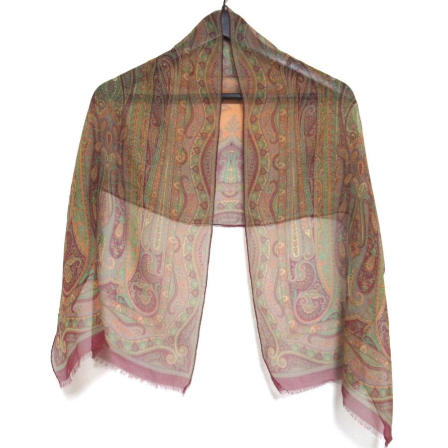 未使用　ETRO ペイズリー柄　スカーフ　ストール ETRO エトロ ペイズリー柄 スカーフ ショール 絹 シルク ウール