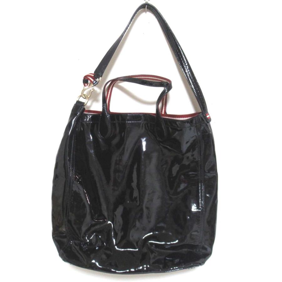 良品 BALLY バリー パテントレザー トートバッグ 肩掛けショルダー 