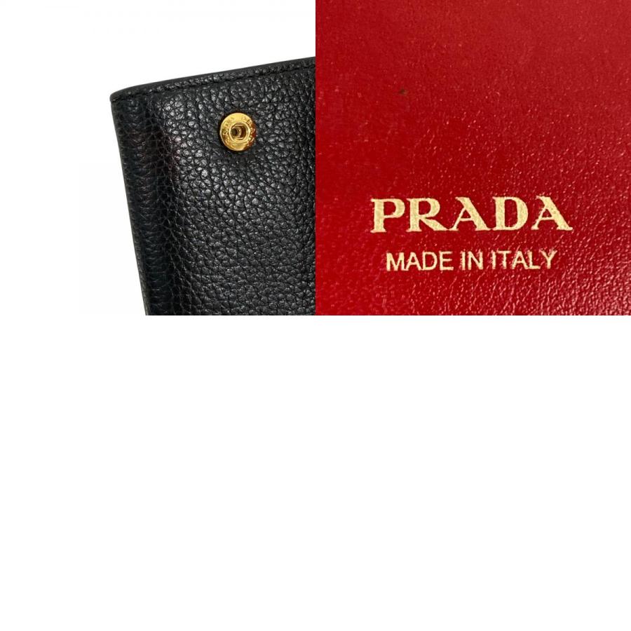 PRADA エピレザー キーケース ブラック レッド PRADA（プラダ） レザー キーケース ブラック メンズ レディース 古着