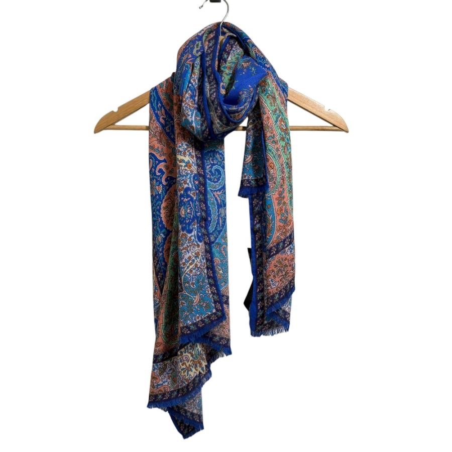 ETRO 美品 エトロ ペイズリー柄 ウールシルク スカーフ ストール