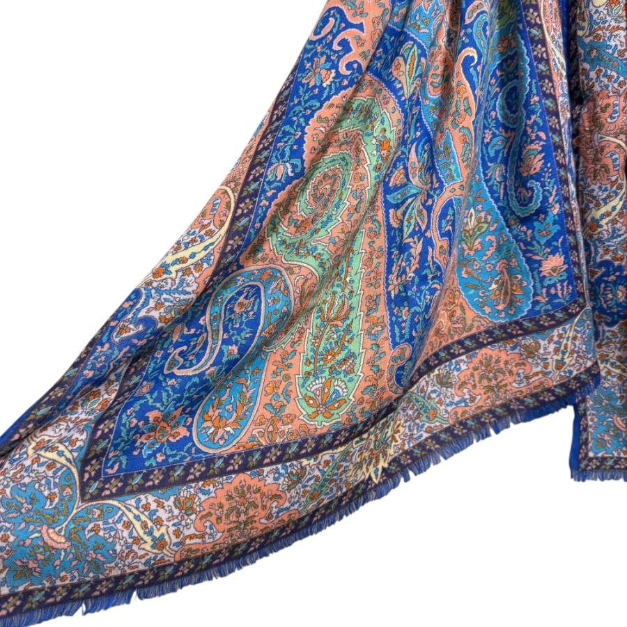 ETRO エトロ　スカーフ ストール ショール ペイズリー柄　シルク ブルー 楽天市場】□新品□未使用□ ETRO エトロ シルク100% ペイズリー