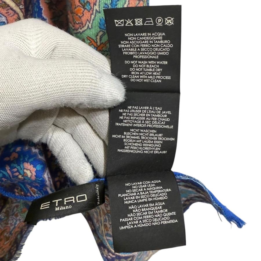 ETRO 美品 エトロ ペイズリー柄 ウールシルク スカーフ ストール