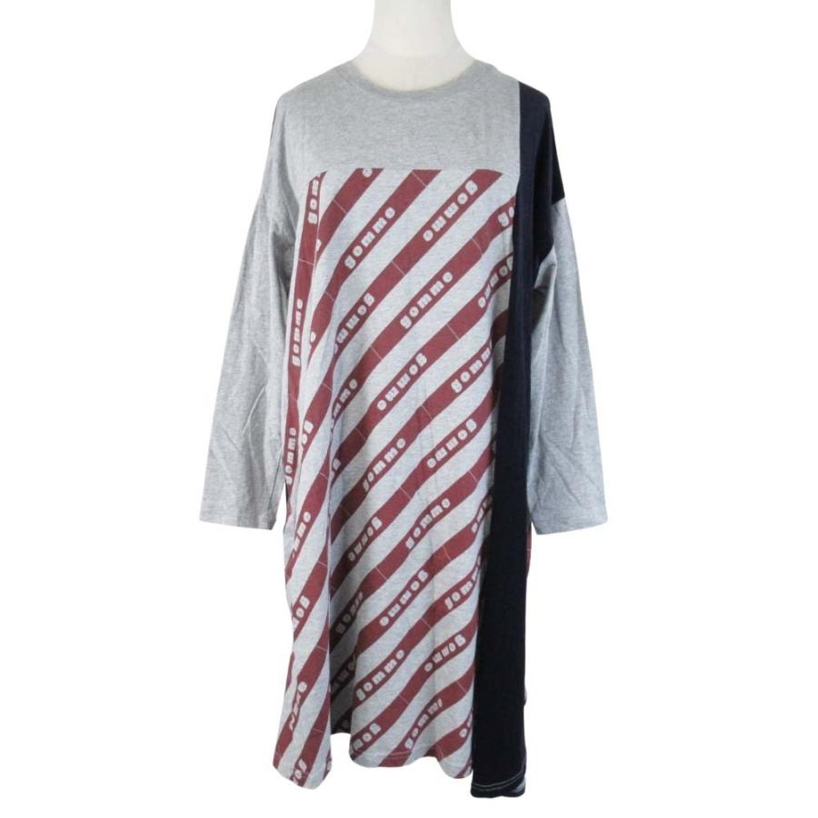 gomme ゴム アシンメトリーデザイン ワンピース gomme 美品 ゴム ロゴ レジメンタル ワンピース アシンメトリー
