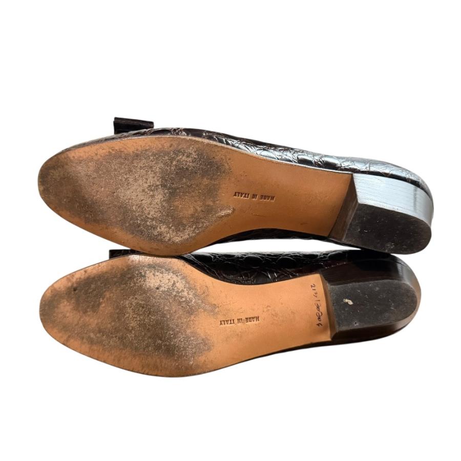 美品 Salvatore Ferragamo サルヴァトーレフェラガモ クロコ型押し 