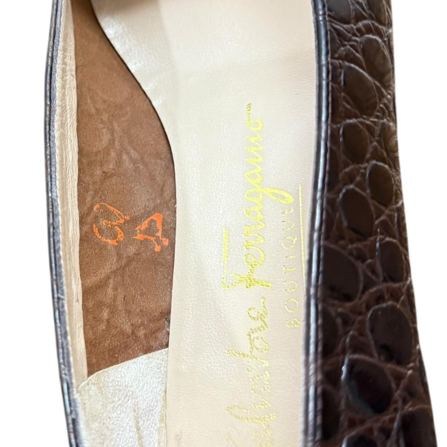 美品 Salvatore Ferragamo サルヴァトーレフェラガモ クロコ型押し