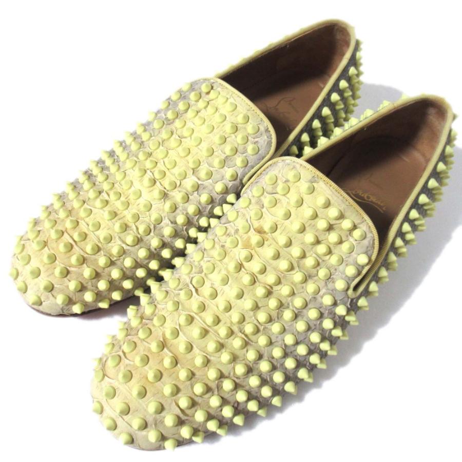 美品 Christian Louboutin クリスチャンルブタン ローラーボーイ スパイクスタッズ スリッポン スニーカー サイズ40 25cm イエロー メンズ 古着 中古 USED Christian Louboutin（クリスチャンルブタン） 美品 ローラーボーイ