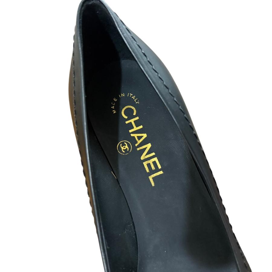 CHANEL 美品 シャネル ココマーク アーモンドトゥ パンプス 38C