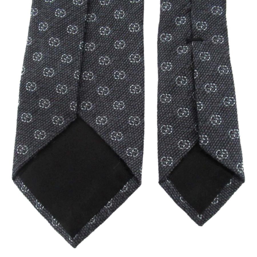 美品 GUCCI グッチ ミケーレ期 GG柄 シルクウール ネクタイ チャコールグレー メンズ 古着 中古 USED GUCCI（グッチ） 美品 ミケーレ期 GG柄 シルクウール ネクタイ