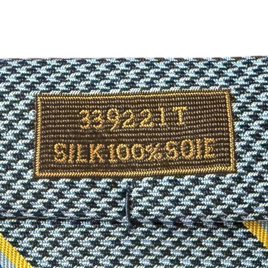 美品 HERMES エルメス レジメンタルストライプ柄 シルク100％ ネクタイ ブルー系 メンズ 古着 中古 USED HERMES（エルメス） 美品 レジメンタルストライプ柄 シルク100