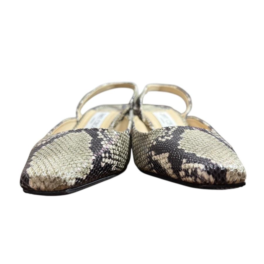 JIMMY CHOO（ジミーチュウ） 美品 パイソン柄 スクエアトゥ スリング 