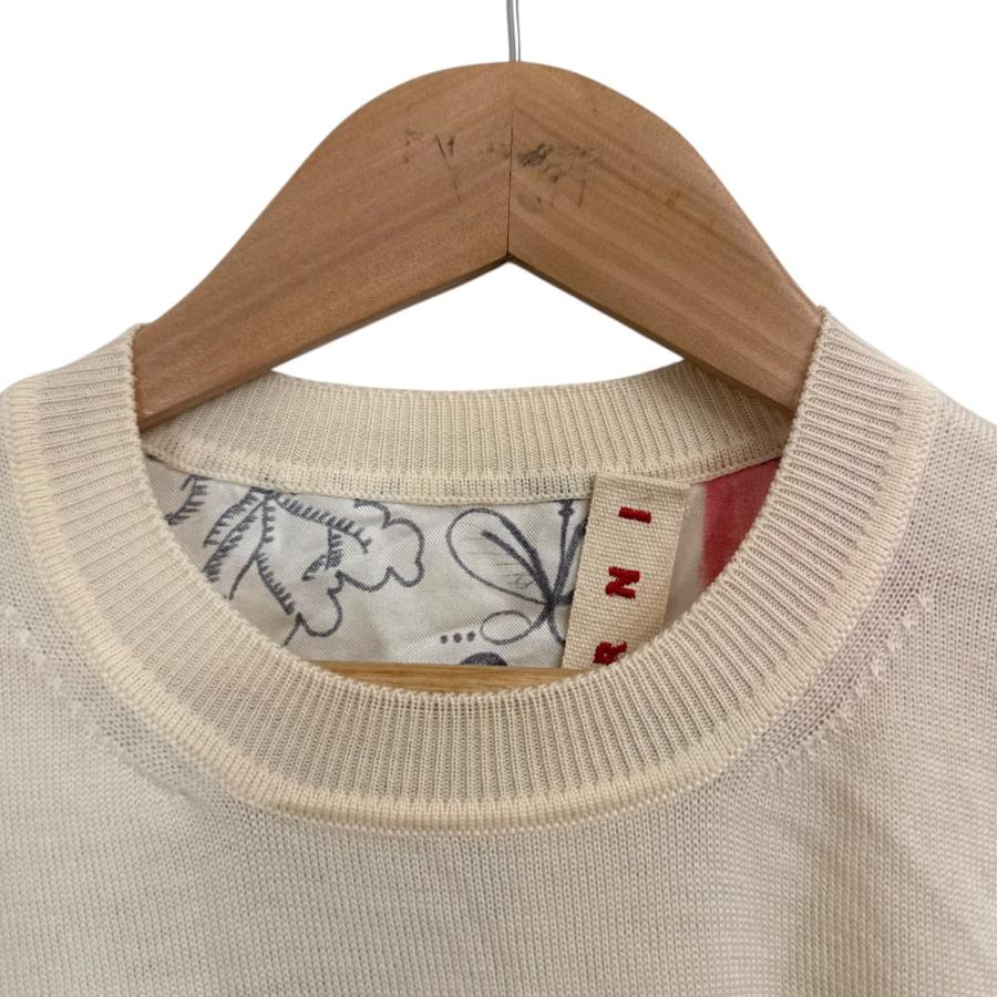 美品 MARNI マルニ スカーフ柄切替 シルク ニット ベスト 38 アイボリー レディース 古着 中古 USED MARNI（マルニ） 美品 スカーフ柄切替 シルク ニット ベスト 38