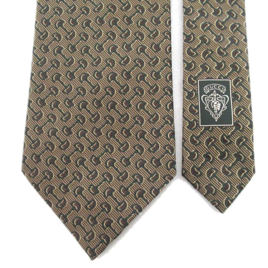 未使用 GUCCI グッチ ホースビットジャガード シルク ネクタイ カーキ系 メンズ 古着 中古 USED GUCCI（グッチ） 未使用 ホースビットジャガード シルク ネクタイ