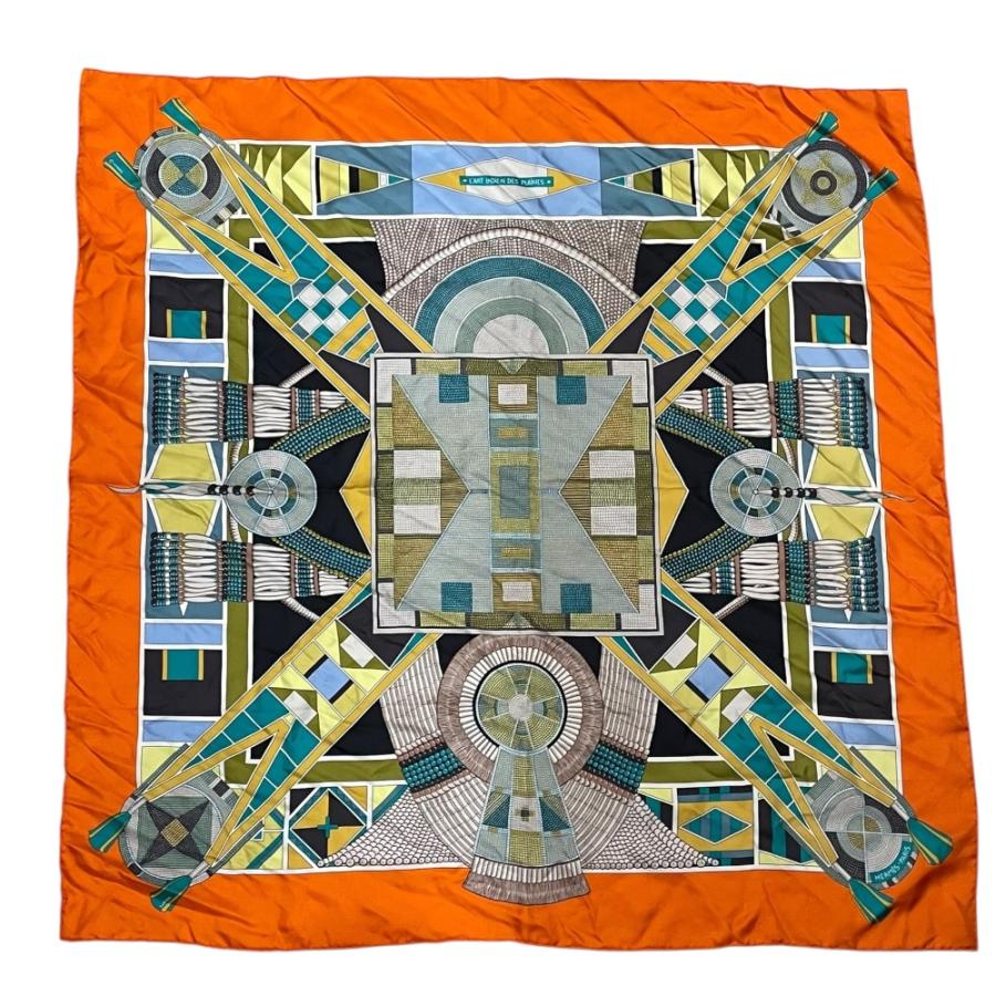 HERMES（エルメス） 美品 カレ90 L'ART INDIEN DES PLAINES 草原の