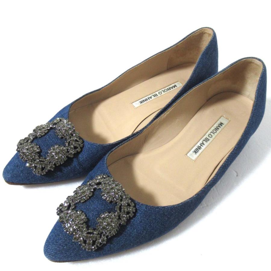 MANOLO BLAHNIK（マノロブラニク） 美品 ハンギシ デニム フラット 