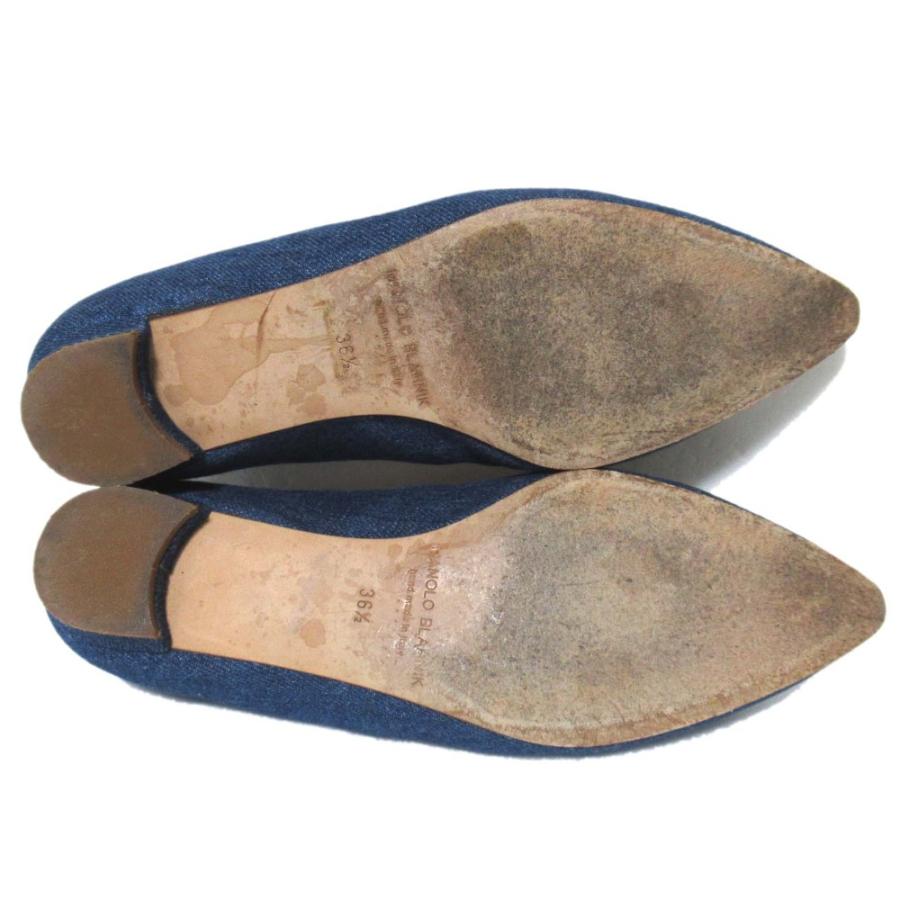 Manolo Blahnik デニムフラットシューズ MANOLO BLAHNIK（マノロブラニク） 美品 ハンギシ デニム フラット