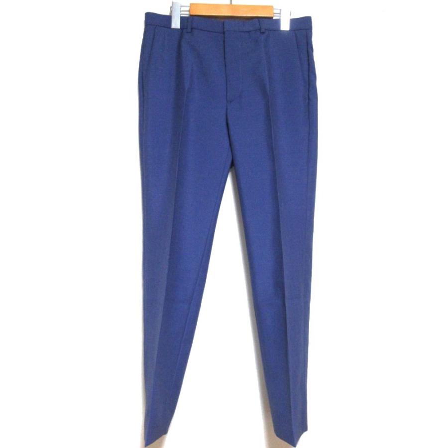 美品 24SS GUCCI グッチ モヘヤウール テーラードジャケット+スラックスパンツ スーツ セットアップ サイズ46 170/88A ブルー メンズ 古着 中古の画像