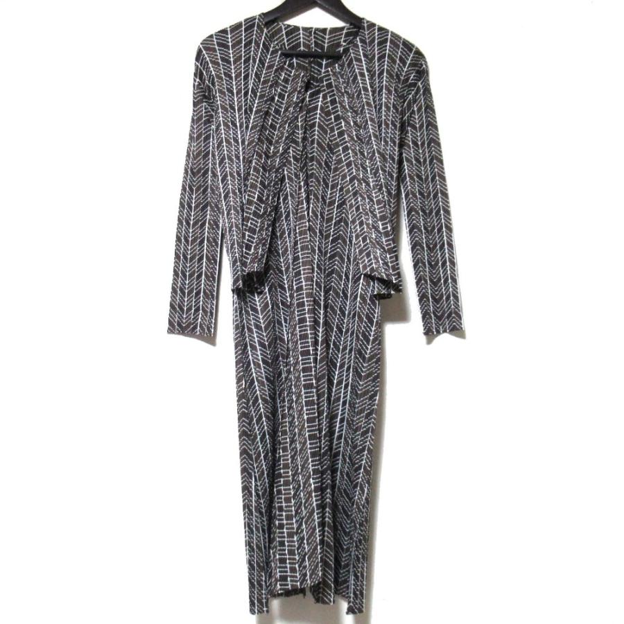 美品 PLEATS PLEASE ISSEY MIYAKE プリーツプリーズ イッセイミヤケ 総柄 アンサンブルワンピース サイズ3 グレー系 レディース 古着 中古 USED PLEATS PLEASE（プリーツ プリーズ） 美品 PLEATS PLEASE ISSEY MIYAKE