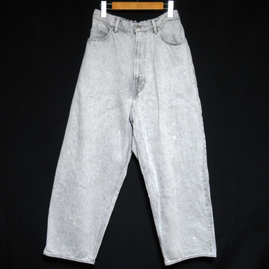 美品 tsuzuli ツヅリ ブリーチ加工 イージー ワイドデニムパンツ