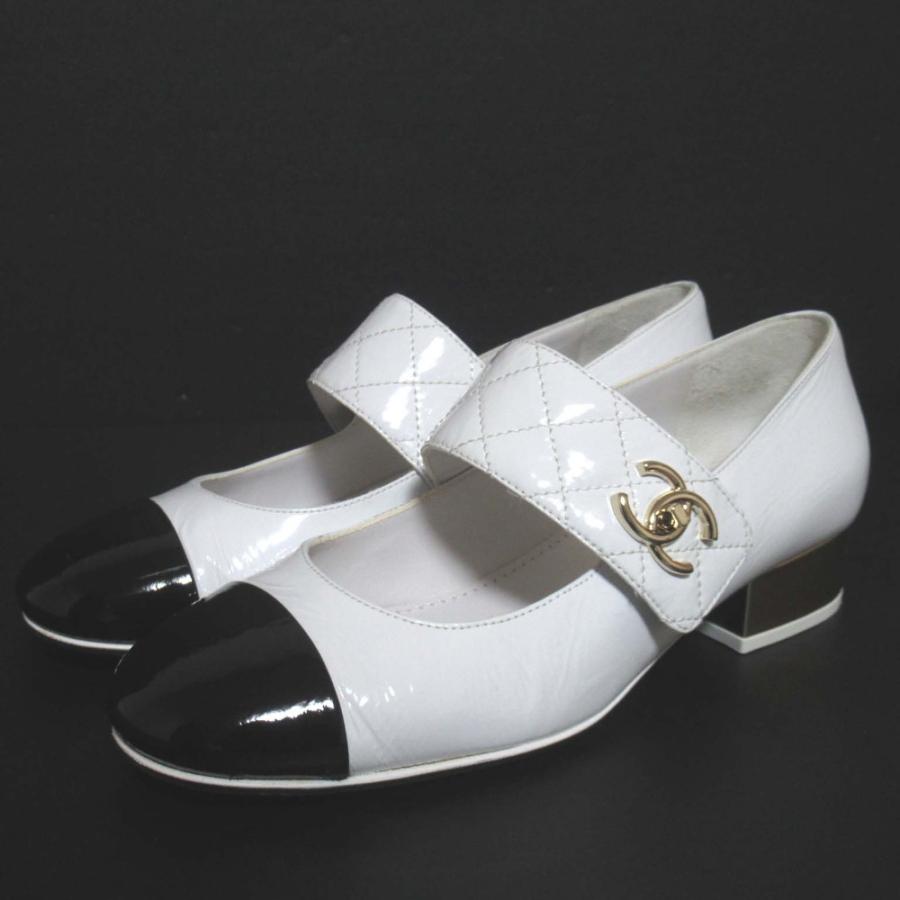 CHANEL シャネル パンプス ミュール ココマーク ホワイト ヒール 37 CHANEL シャネル パンプス ミュール ココマーク ホワイト ヒール 37