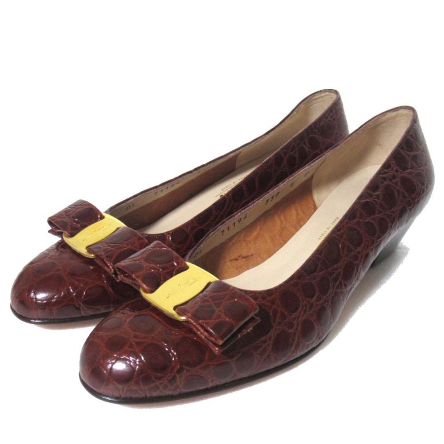 未使用 Salvatore Ferragamo サルヴァトーレフェラガモ クロコ型押し