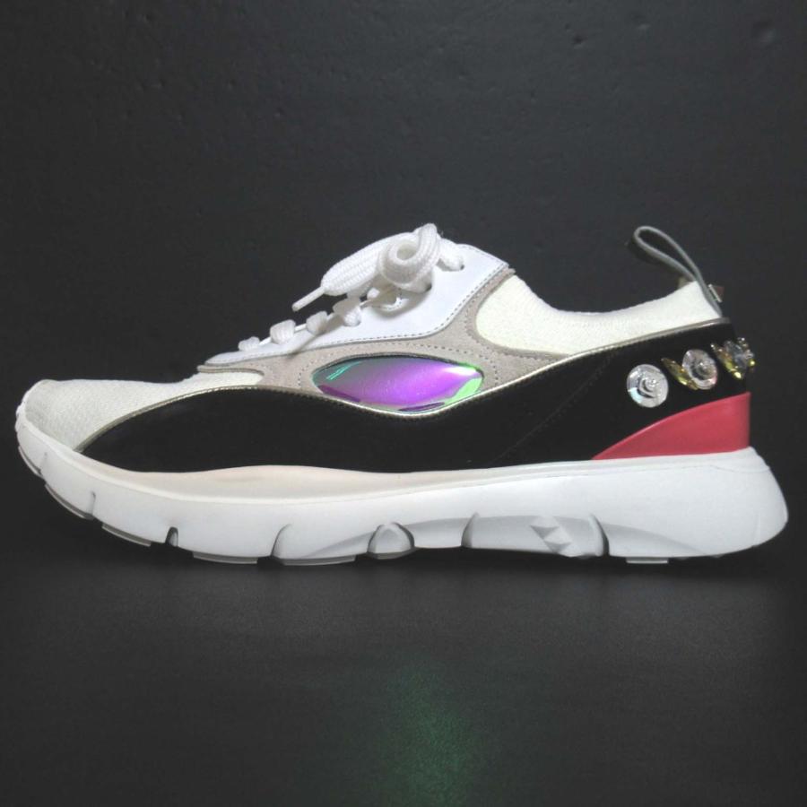 新品同様 VALENTINO GARAVANI ヴァレンティノガラヴァーニ ビジュー装飾 ローカット メッシュ スニーカー サイズ38.5 約25.5cm ホワイト レディース 古着 中古_1