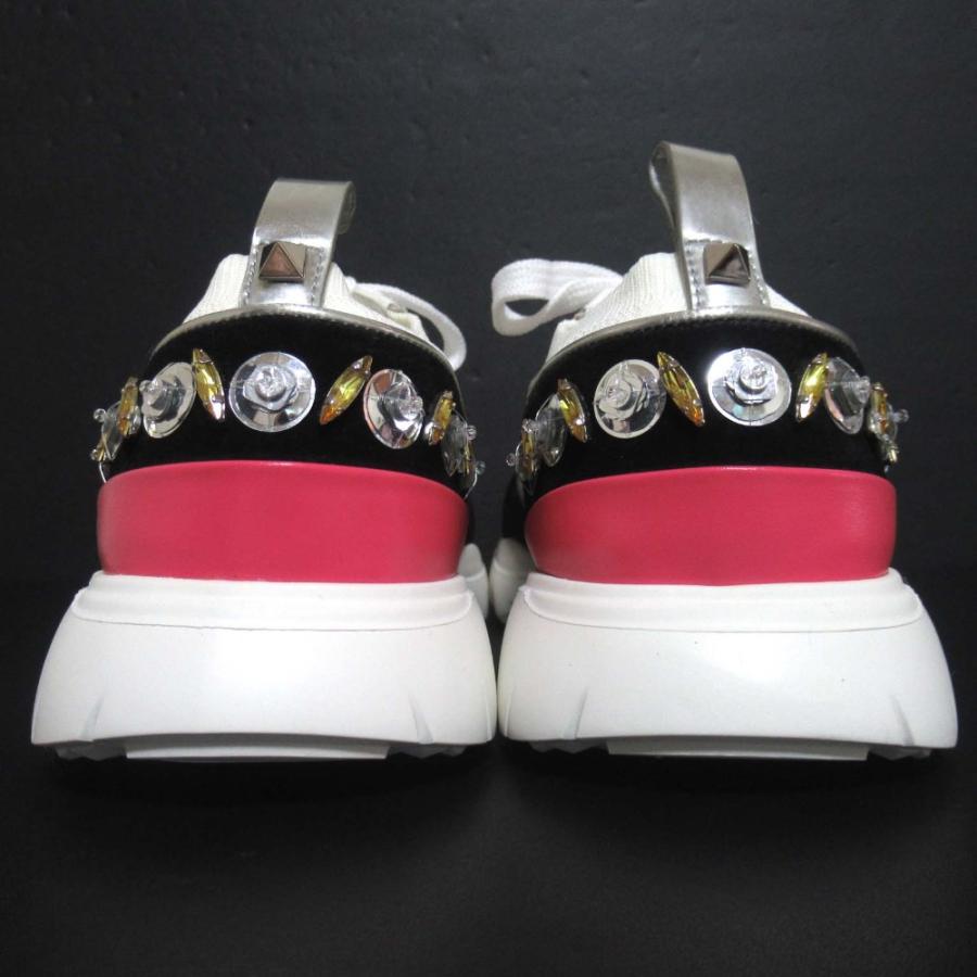 新品同様 VALENTINO GARAVANI ヴァレンティノガラヴァーニ ビジュー装飾 ローカット メッシュ スニーカー サイズ38.5 約25.5cm ホワイト レディース 古着 中古_2