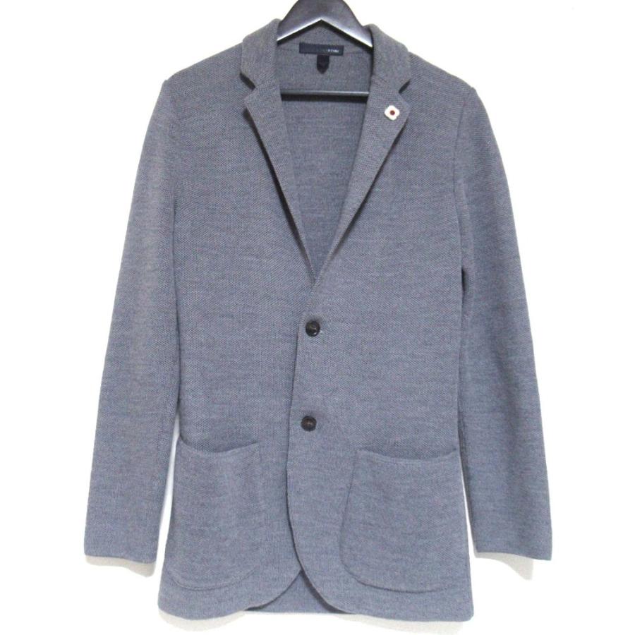 LARDINI ラルディーニ テーラード ジャケット ライトグレー 44 S LARDINI（ラルディーニ） 美品 シングル ニット テーラードジャケット