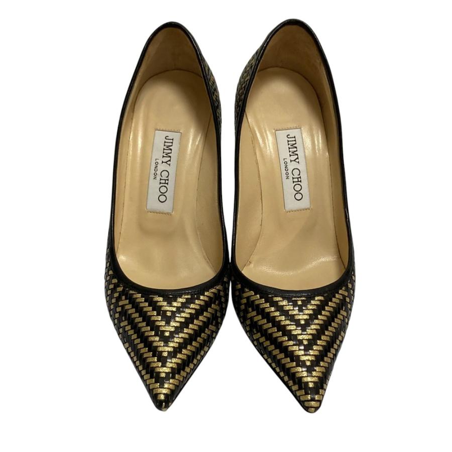 JIMMY CHOO】バイカラー オープントゥ パンプス リボン 35 1/2 Jimmy 
