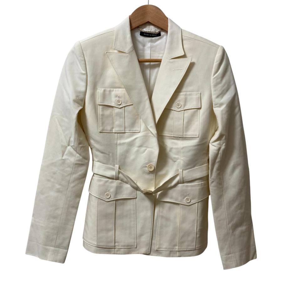 GUCCI グッチ ノーカラー ジャケット アイボリー フリル 38 長袖 S