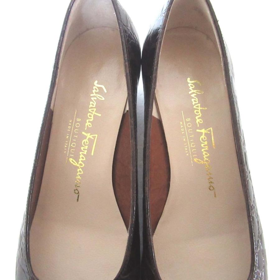 美品 Salvatore Ferragamo サルヴァトーレフェラガモ クロコ型押し
