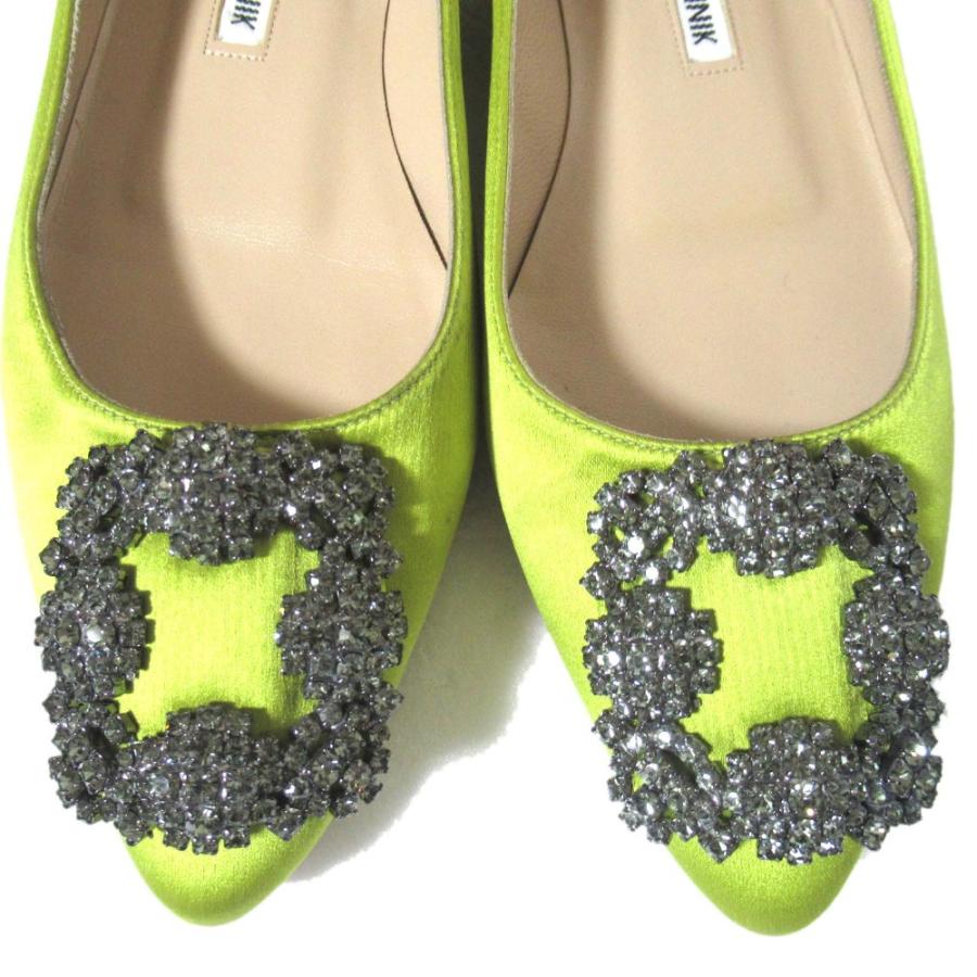 MANOLO BLAHNIK（マノロブラニク） 美品 ハンギシ サテン フラット 
