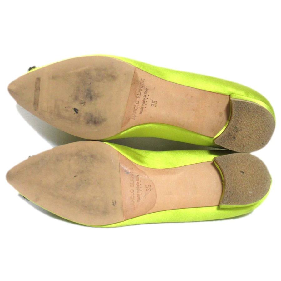 MANOLO BLAHNIK（マノロブラニク） 美品 ハンギシ サテン フラット