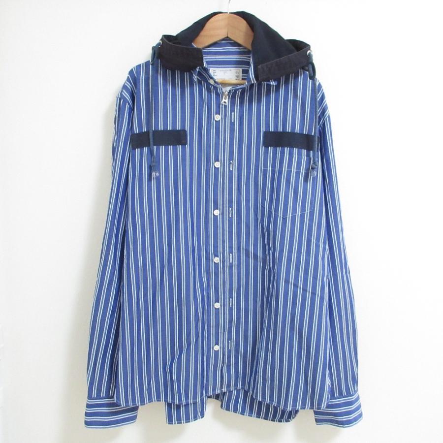 sacai（サカイ） 良品 フードドッキング ストライプ柄シャツ 20-02242M