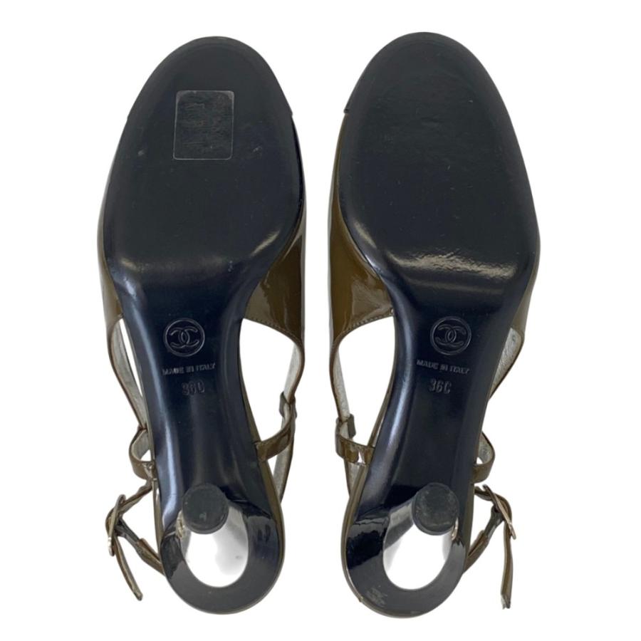 CHANEL（シャネル） 良品 パテントレザー スリングバックパンプス 36