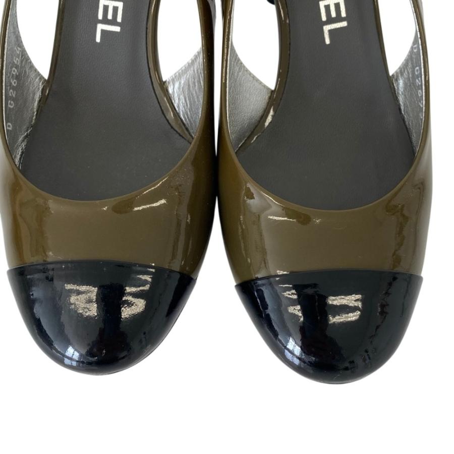 CHANEL（シャネル） 良品 パテントレザー スリングバックパンプス 36