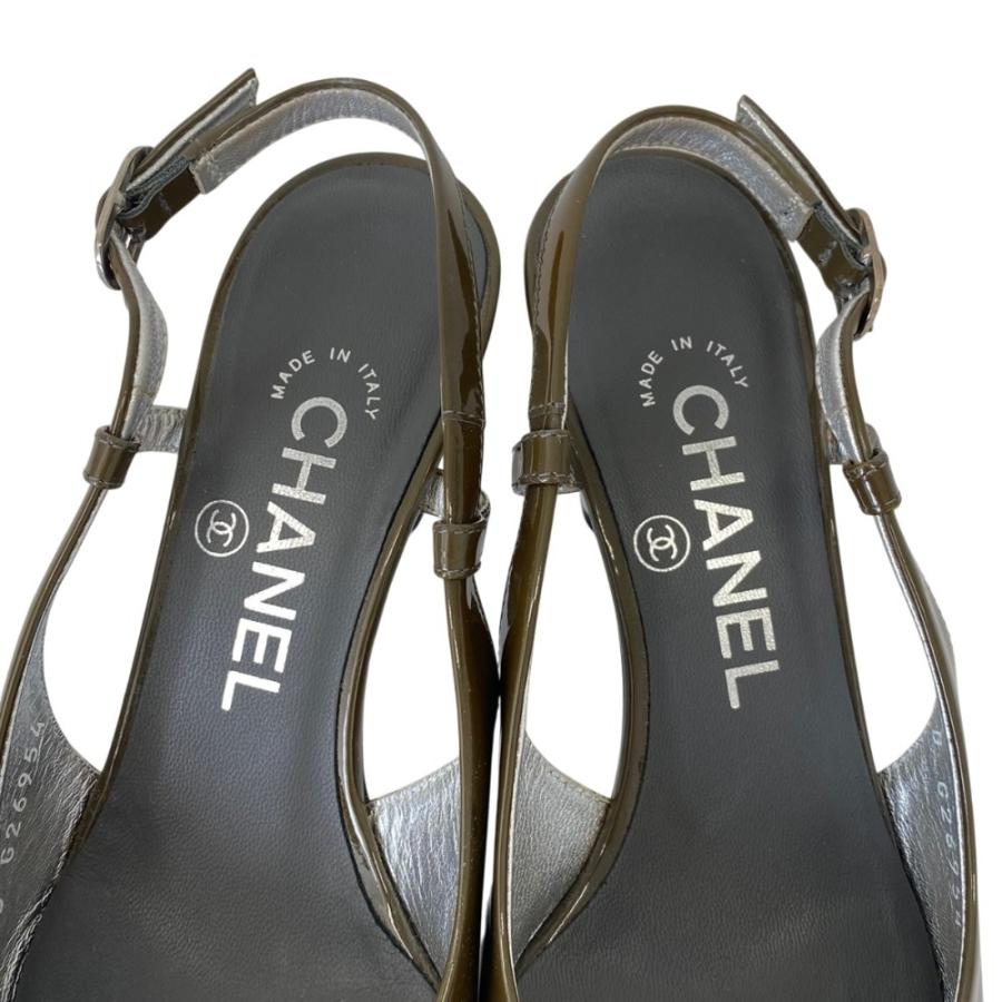 CHANEL（シャネル） 良品 パテントレザー スリングバックパンプス 36