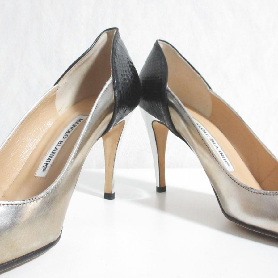 MANOLO BLAHNIK（マノロブラニク） 良品 配色 切替 レザー ハイヒール