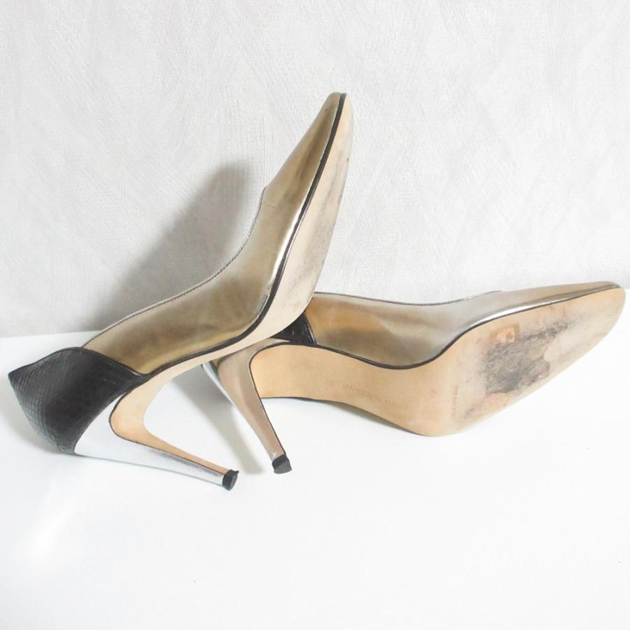 MANOLO BLAHNIK（マノロブラニク） 良品 配色 切替 レザー ハイヒール