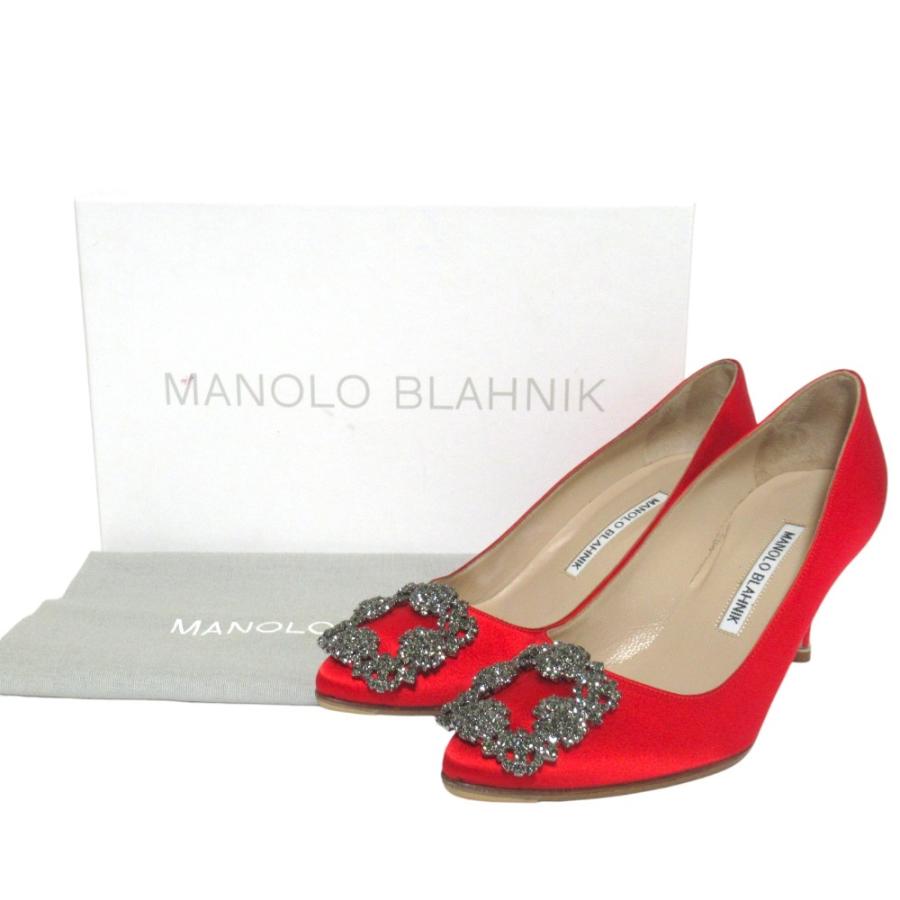 MANOLO BLAHNIK（マノロブラニク） 未使用 ハンギシ モチーフ サテン 
