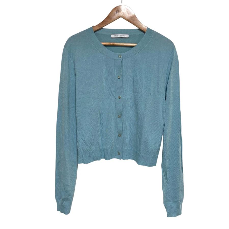 美品 FOXEY NEW YORK フォクシーニューヨーク LE PRINTEMPS ニットカーディガン 41675 サイズ42 ターコイズブルー レディース 古着 中古 USED FOXEY NEW YORK 美品 フォクシーニューヨーク LE PRINTEMPS ニット