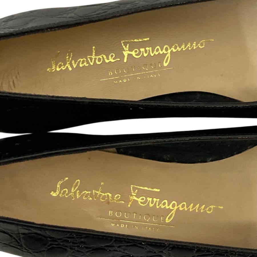 美品 Salvatore Ferragamo サルヴァトーレフェラガモ クロコ型押し 