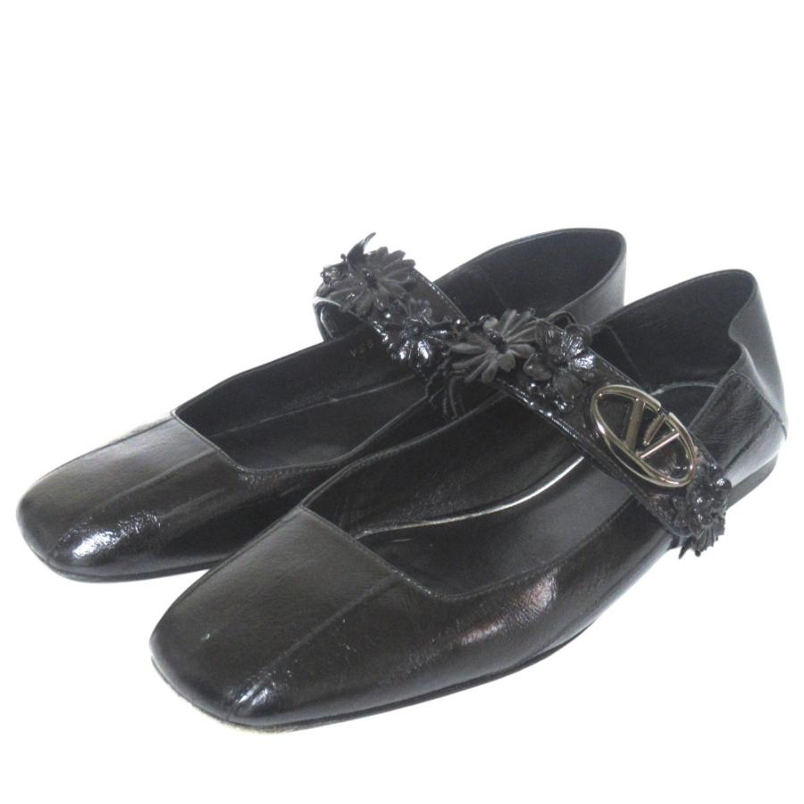 美品GIORGIO ARMANI 黒ベルベット メリージェーン 37 1/2 【公式