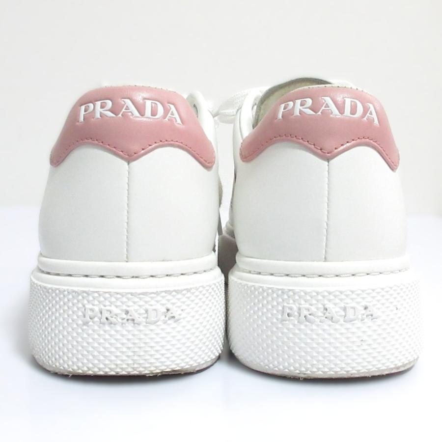 中古 ピンク pradaスニーカー PRADA プラダ 美品 ロゴ レザー