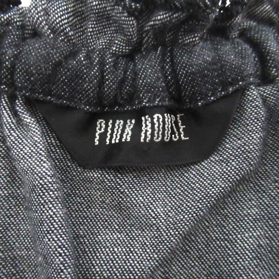 美品 23SS PINK HOUSE ピンクハウス ロゴ刺繍 ロング丈 ピコフリル デニムワンピース A2131FAY183 グレー系 レディース 古着 中古の画像