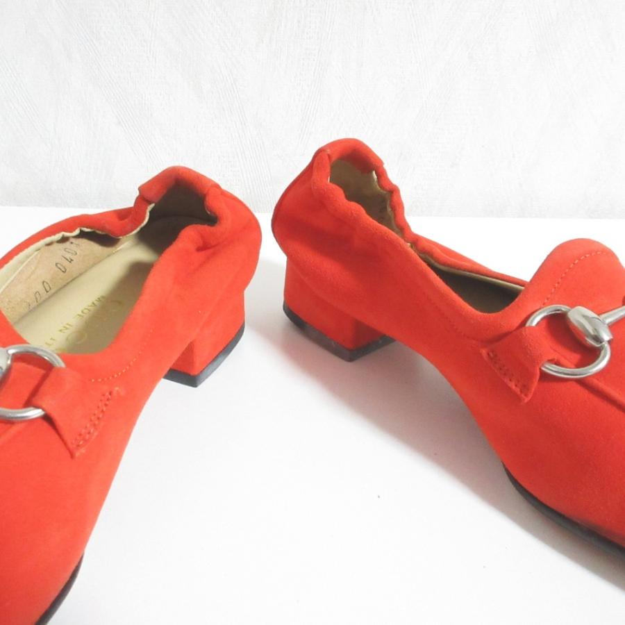 GUCCI グッチ ホースビット パンプス ヒール レッド 赤 GUCCI（グッチ） 良品 ホースビット スエードレザーヒールローファー