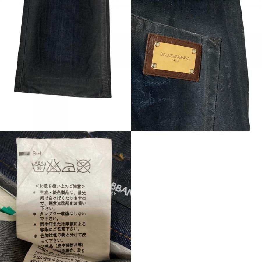 美品 Dolce&Gabbana ドルチェ＆ガッバーナ 14classic ロゴプレート コーティング デニムパンツ G3S9TD サイズ46 ブラック ネイビー メンズ 古着 中古 USED DOLCE&GABBANA（ドルチェ & ガッバーナ） 美品 14classic ロゴプレート