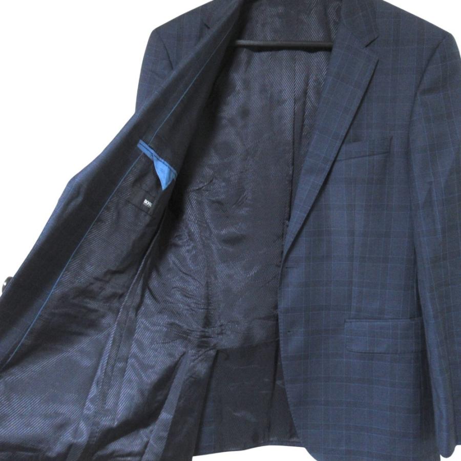 美品　XL HUGO BOSS シングルセットアップスーツ ネイビーチェック HUGO BOSS（ヒューゴ・ボス） 美品 チェック柄 テーラードジャケット
