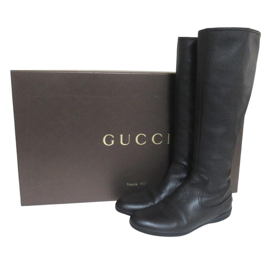 GUCCI（グッチ） 美品 シュリンクレザー バックジップ ロングブーツ