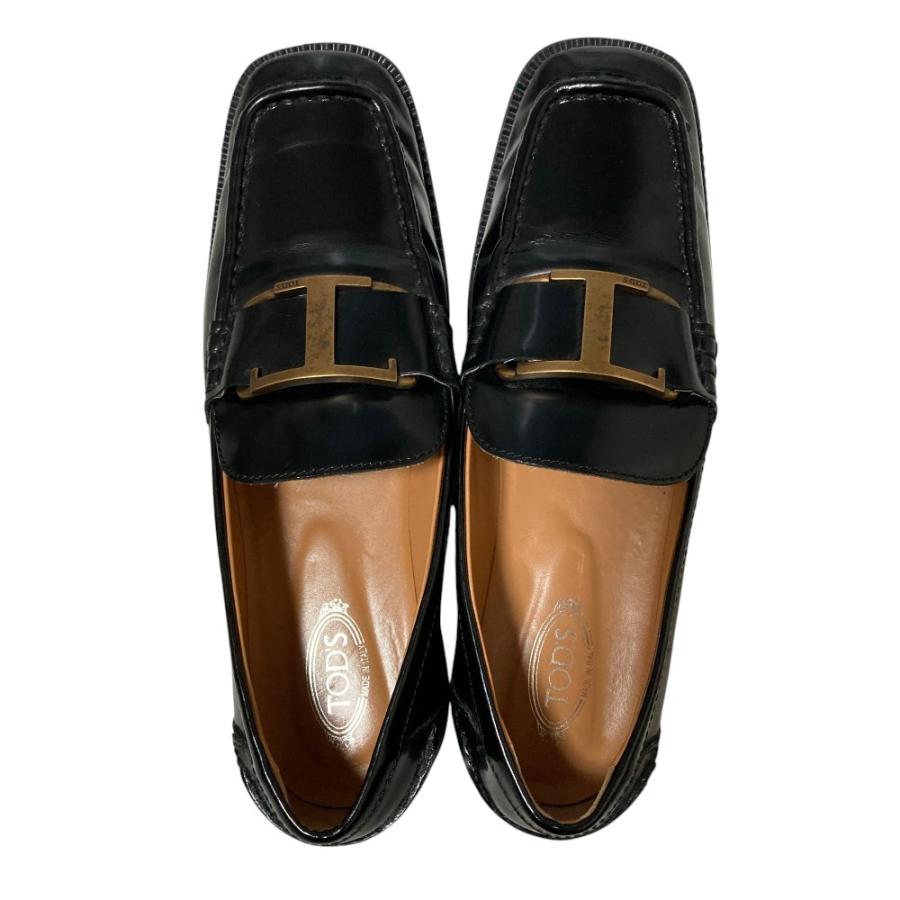 美品 TOD'S トッズ Tタイムレス スクエアトゥ レザー ローファー