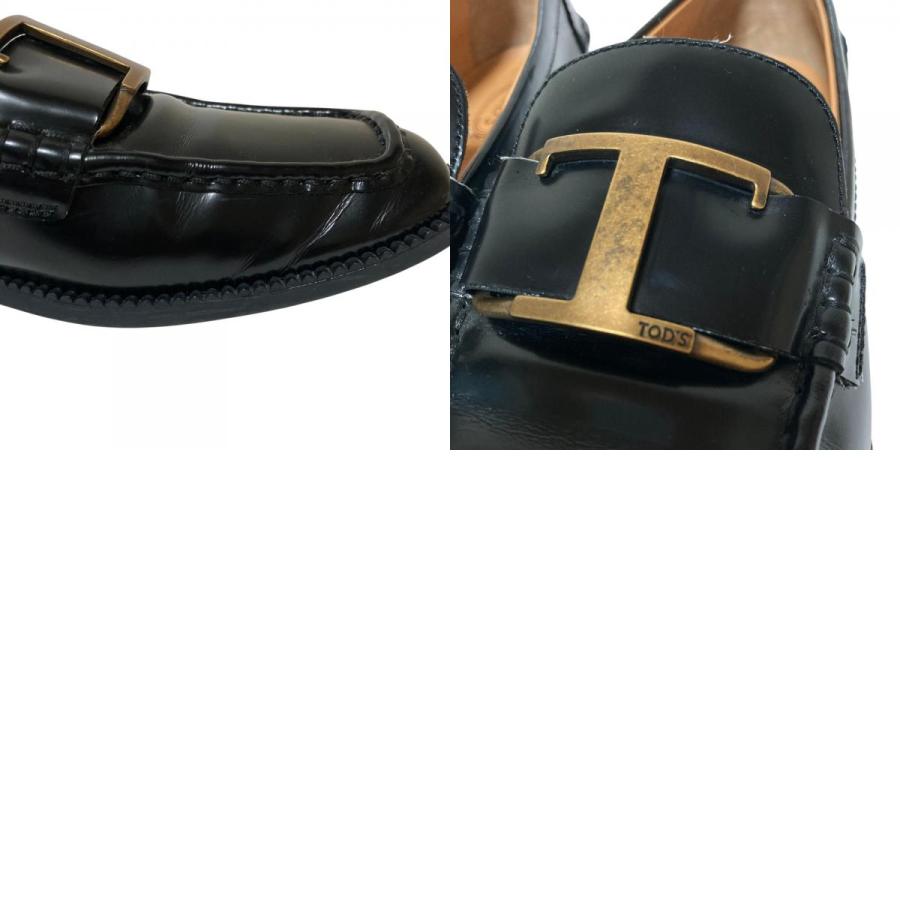 美品 TOD'S トッズ Tタイムレス スクエアトゥ レザー ローファー